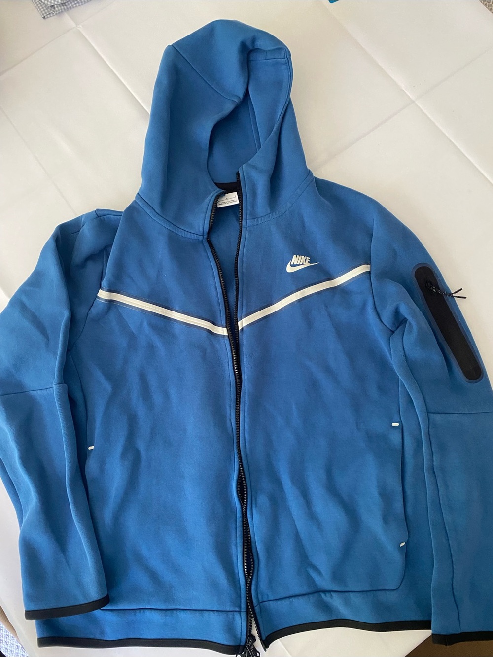 Nike Tech Blue Hooded Full-Zip with Reflective White Piping